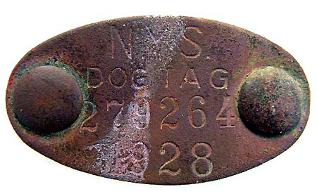 1928 New York State Dog Tag 2