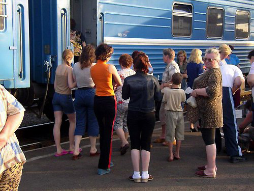 187- Passengers Getting Fresh Air During a Short Stop