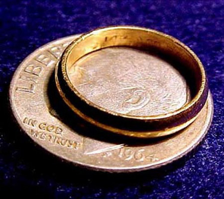 11 Smallest Gold Band or Toe Ring, Diameter 12mm