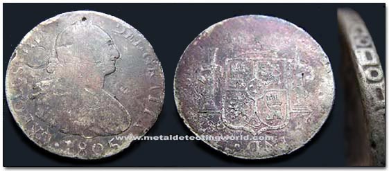 1805 8 Reales (Piece of Eight) Copper Coin, Carlos IV Spain
