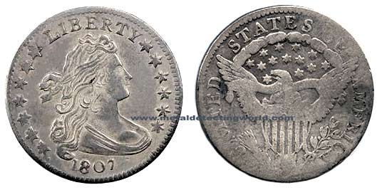 Dime Draped Bust Heraldic Eagle