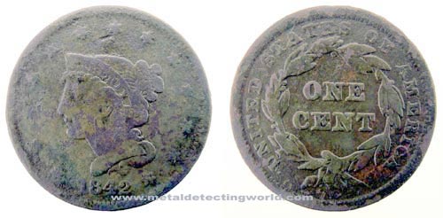 1842 Large cent Petite Head