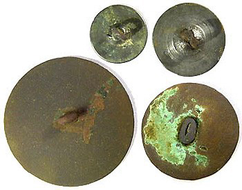 Pewter and Brass Buttons, Rev War Period, backs