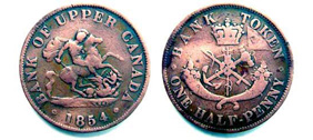 1854 Half Penny Canada Bank Token
