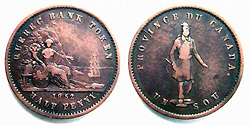 Canada Bank Token 1852 Un Sou