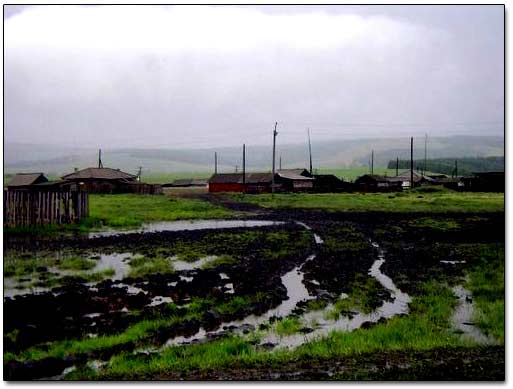 Siberian Village with Muddy Roads