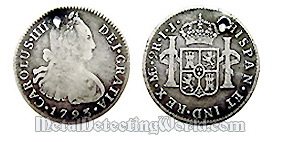 Spanish 1793 2 Silver Reales Carolus IIII