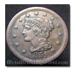 1851 Large Cent Braided Hair/Mature Head