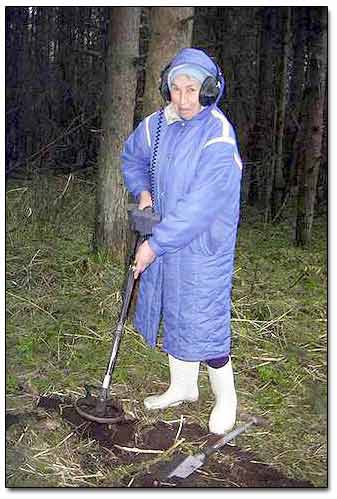 Sergei's Mom Metal Detecting