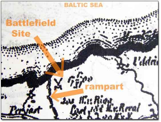 battlefield marked on old map
