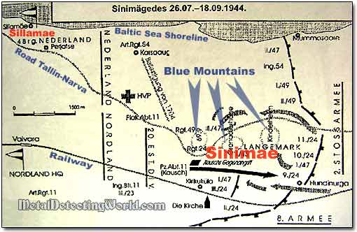 Positions of Nederland and Nordland Regiments of 20th Waffen SS Division