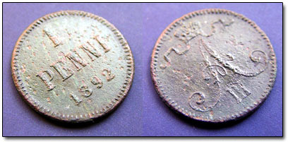 Finnish 1892 1 Penni