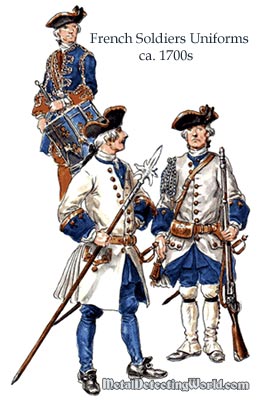 French Soldiers and Militia Uniforms 1700s