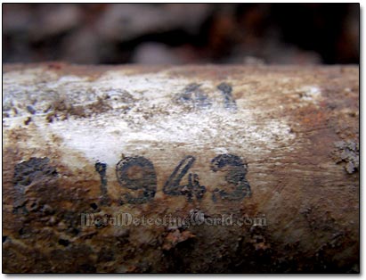 Inscription 1943 on WW2 Flare Gun Shell