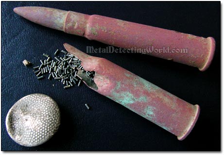 WW2 Gunpowder Inside Broken Brass Casing