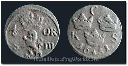Swedish 1681 1/6 Ore Coin