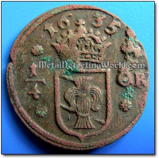 1635 1/4 Ore Coin Requires No Cleaning