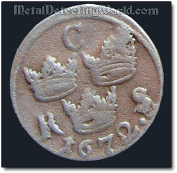 1672 1/6 Ore Coin, Sweden