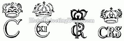 Emblems and Monograms CR C CXI CRS of Swedish King Karl XI Charles XI