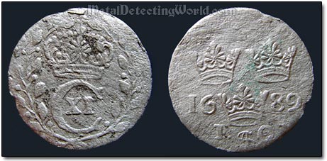 Swedish 1689 1 Ore, King Carl XI