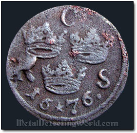 1676 1/6 Ore, Swedish King Carl XI