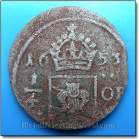 Uncommon 1653 1/4 Ore, Swedish Queen Christina