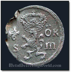 Sweden 1666 1/6 Ore Coin