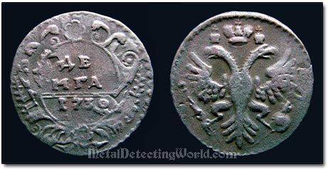 Russian 1730 Denga Coin