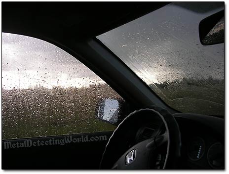 inside Honda CRV Waiting Out the Downpour 