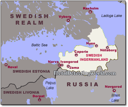 Map of Swedish Ingermanland Ingria in 1658