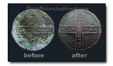 Copper Coin Before and After Cleaning