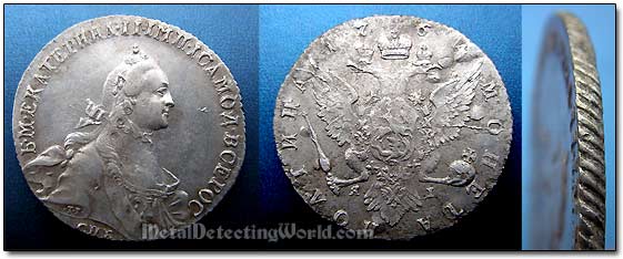 1764 1 Poltina (50 Kopeks) Tsarina Catherine II