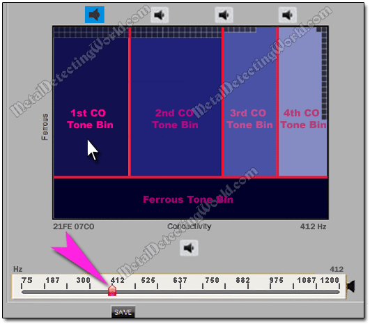 Click on 1st Tone Bin To Change Its Tone Pitch