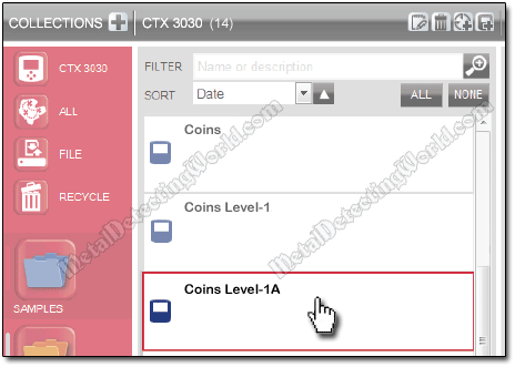 MInelab CTX 3030 Item List in XChange 2 Application