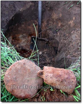 Dug Small Iron Artifact Cache - A Forged Iron Bloom and A Canister Bell