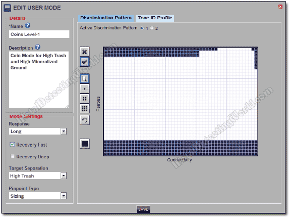 Discrimination Pattern Modified with Minelab XChange 2