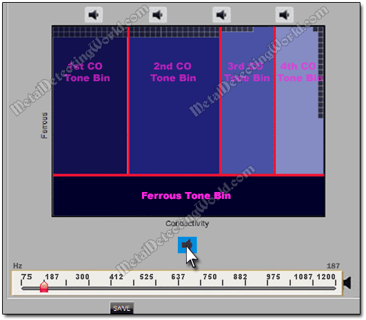 Play Tone Pitch of Ferrous Tone Bin in Minelab XChange 2