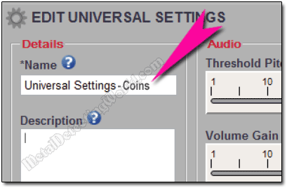 Rename Universal Settings in Minelab XChange 2 Application