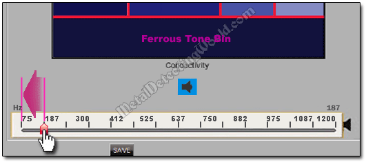 Shift Slider Control on Tone Frequency Scale in Minelab XChange 2