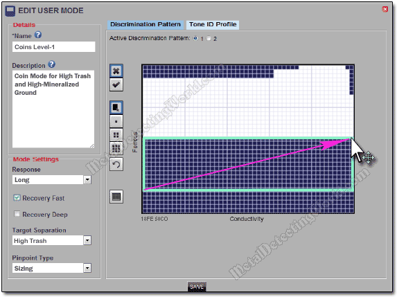 Editing Discrimination Pattern with Minelab XChange 2