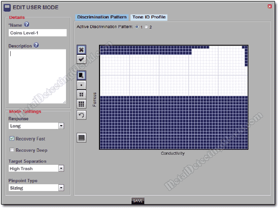 Screen of the User Mode Editor