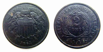 1864 2 cents