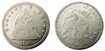 1875 Seated Liberty Quarter