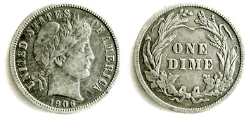 1906 Barber Dime