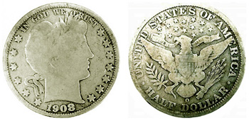 1908 Barber Half Dollar