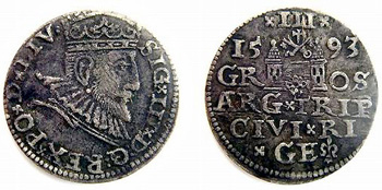 1593 3 Grosches,Sigismund II,Poland