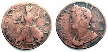 1733 1 Penny,Great Britain