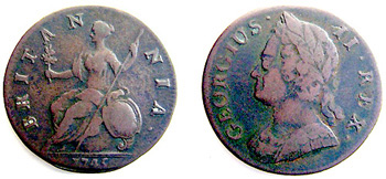 1745 1 Penny,Great Britain