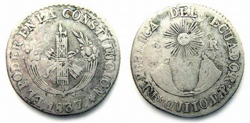 1837 2 Reals,Ecuador