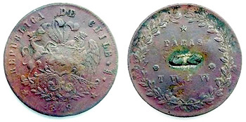 1849 1 Peso,Chile